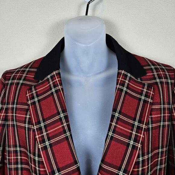 Black Label Evan Picone Blazer Jacket Tartan Plaid Checker Equestrian Womens 10 - Picture 10 of 12